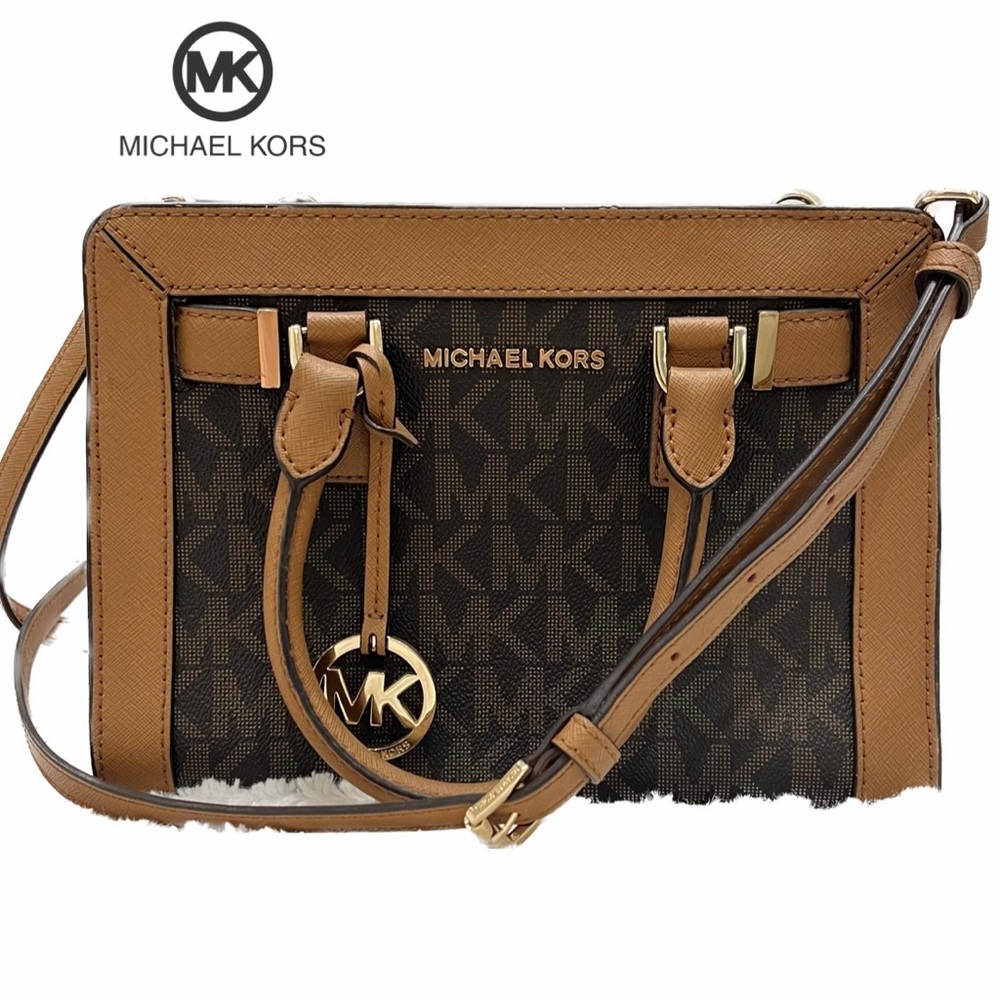 MICHAEL KORS | Dillion Top Zip Satchel Signature Logo Handbag
